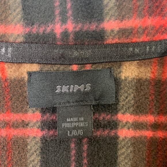 Skims Shirt Men Large Flannel Pajama Top Buffalo Plaid Chest Pocket Lounge Shirt - Picture 4 of 11